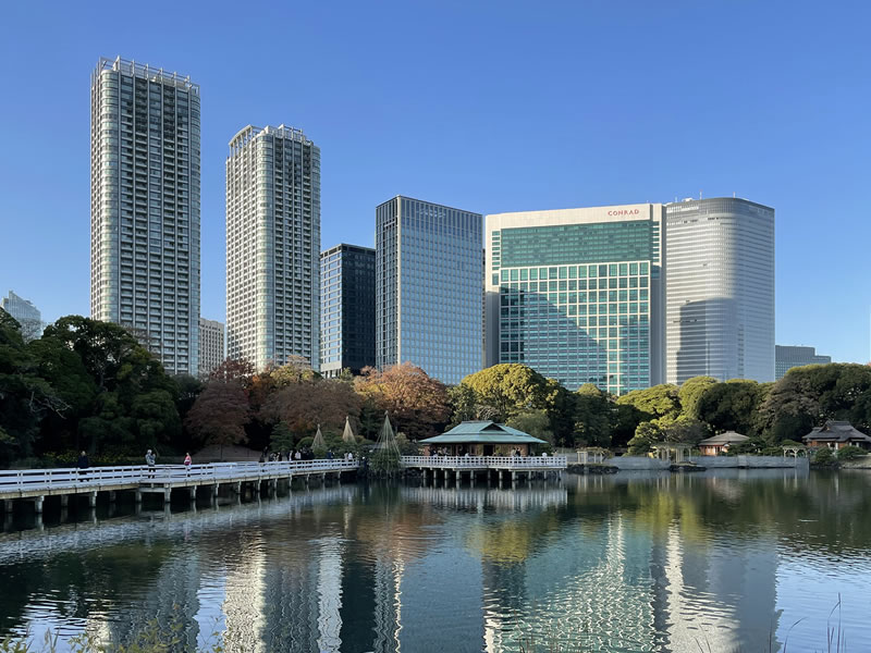 浜離宮恩賜庭園 富士見山の頂から見た風景
