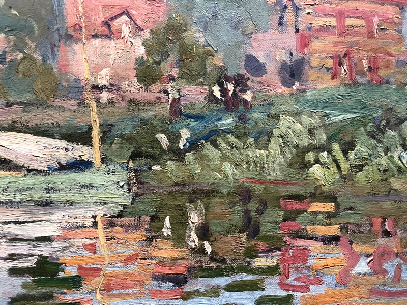 アーティゾン美術館「モネ没後100年 クロード・モネ 風景への問いかけ」展の展示作品 No.31：クロード・モネ アルジャントゥイユのレガッタのクローズアップ