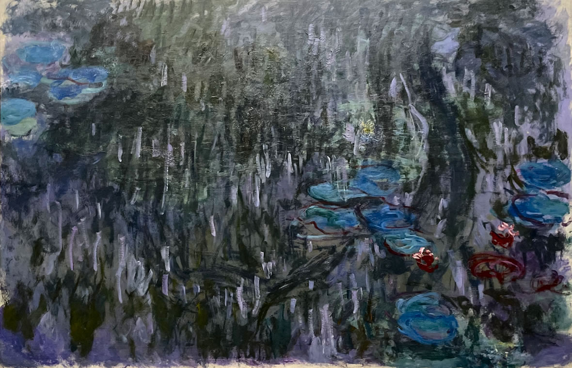 アーティゾン美術館「モネ没後100年 クロード・モネ 風景への問いかけ」展の展示作品 No.129：クロード・モネ 睡蓮、柳の反影（1916-19）